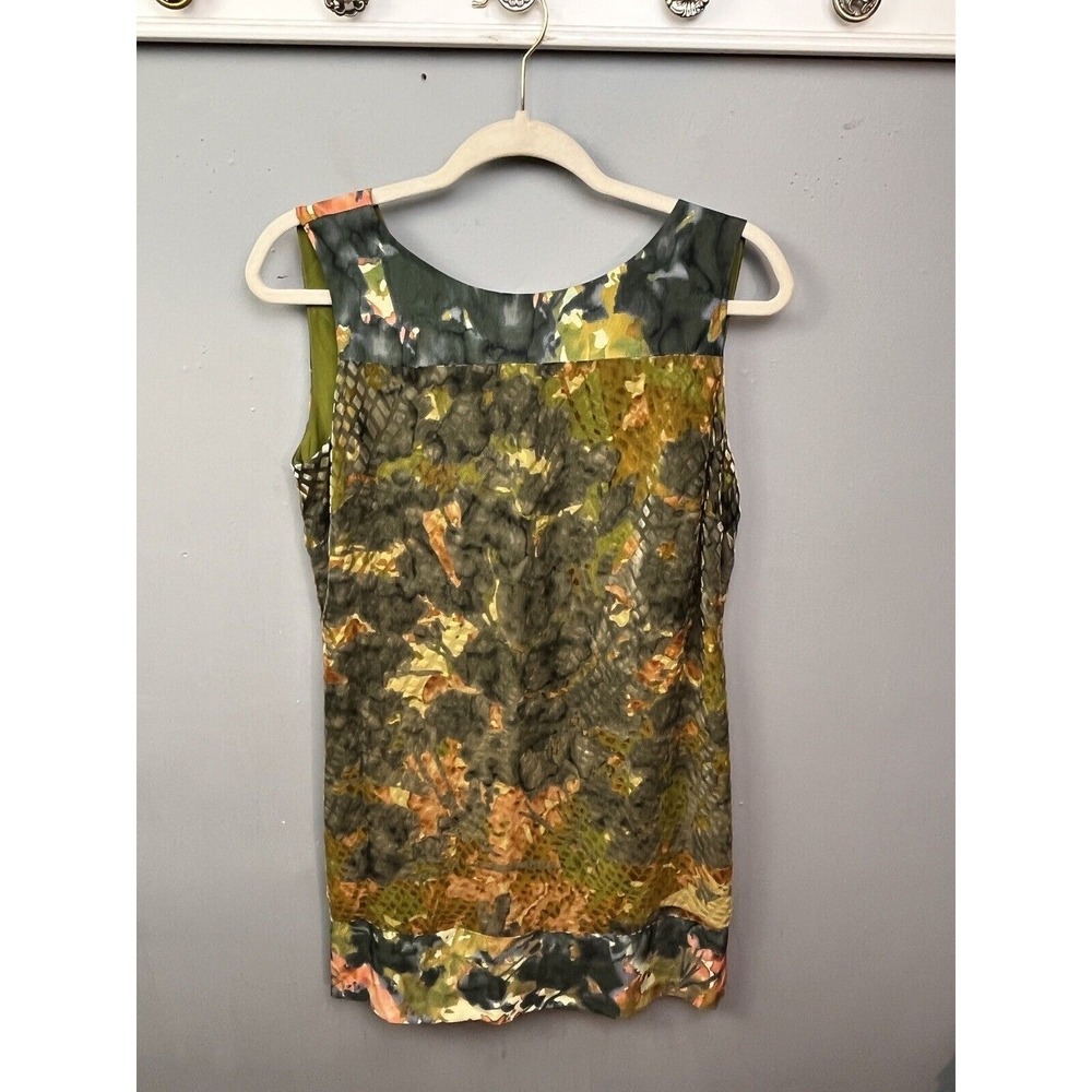 Beth Bowley Dress‎ Womens Medium Green Multi Abstract Burnout Velvet Silk Blend